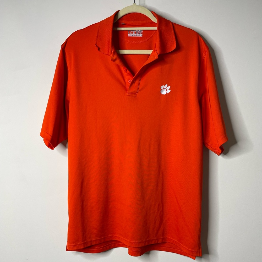 Under Armour Loose Fit Orange Clemson Polo Medium